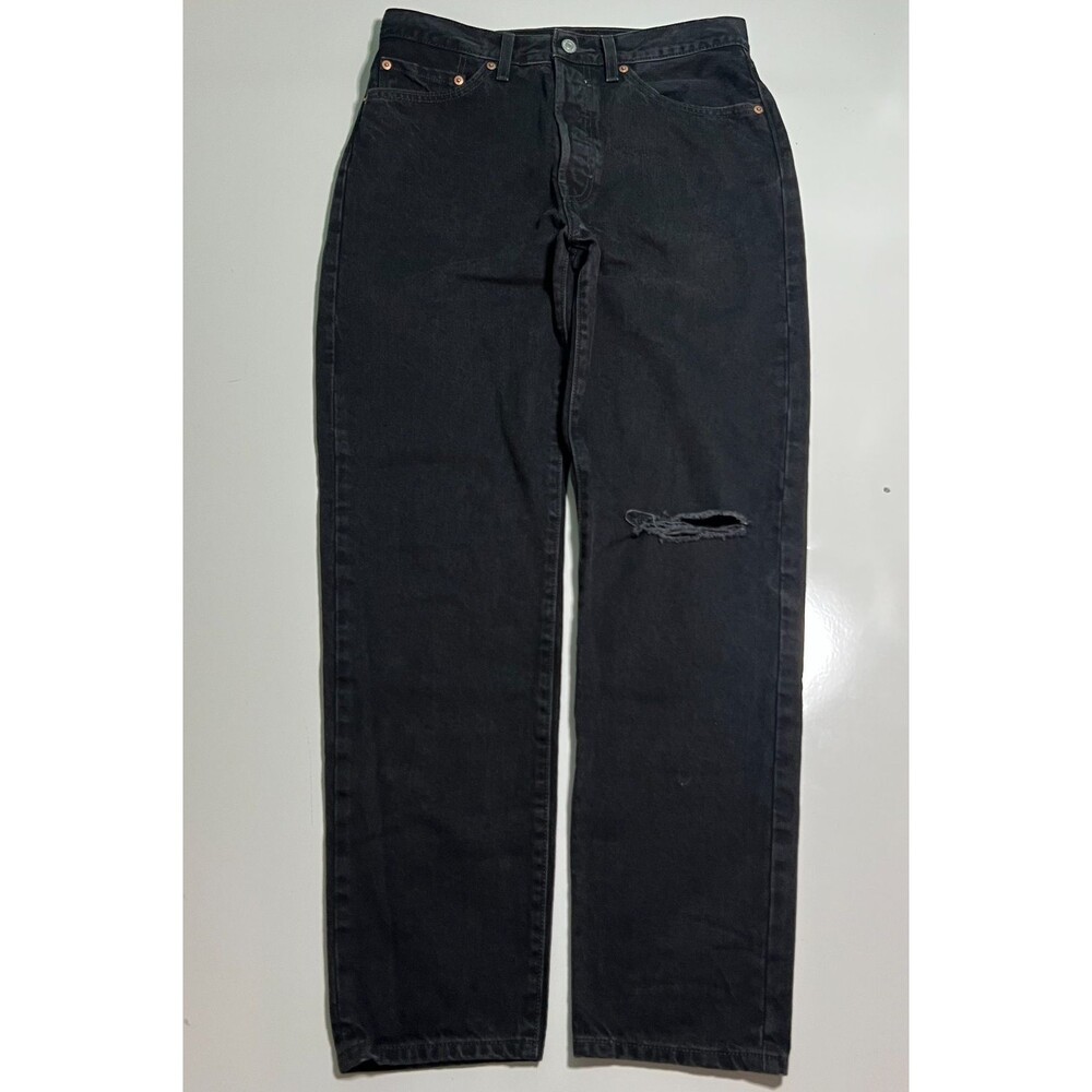 Levi Women's Premium 501 ‘81 Jeans High Rise Black Cotton 31x30 Distressed